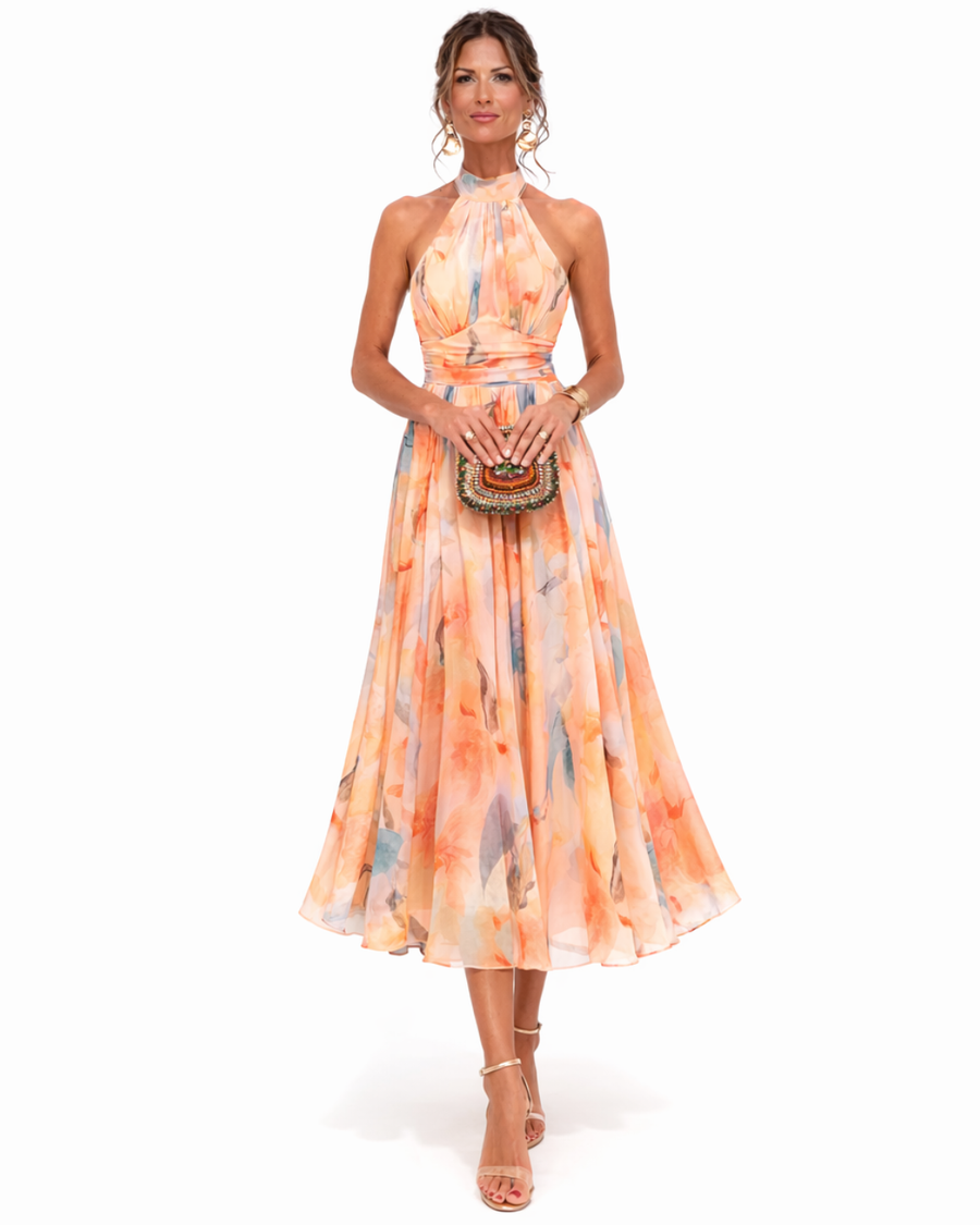 Aurora - Vestido halter acuarela