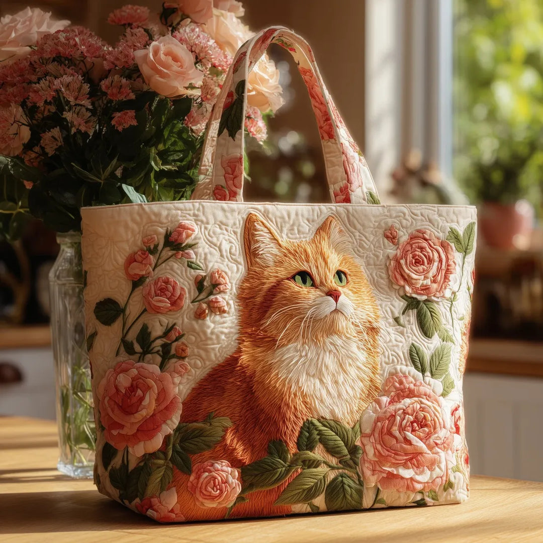 Bolso Gato Rojo Rosas