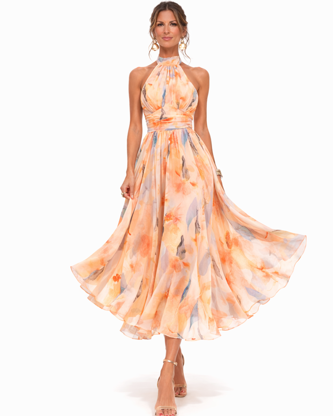 Aurora - Vestido halter acuarela