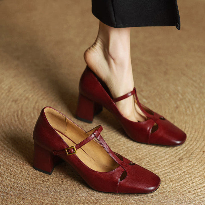 Rosa - Tacones elegante de cuero