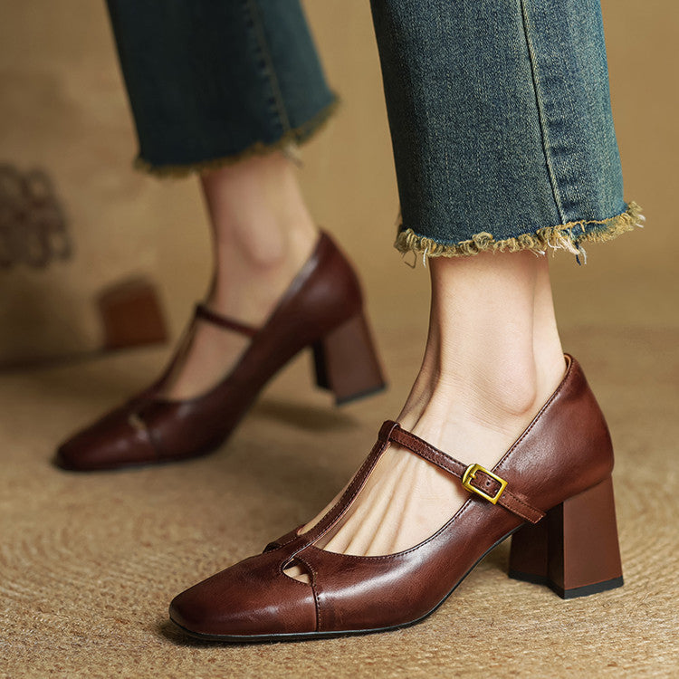 Rosa - Tacones elegante de cuero