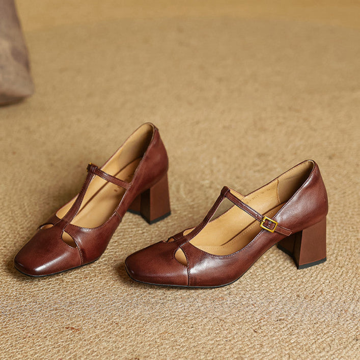 Rosa - Tacones elegante de cuero