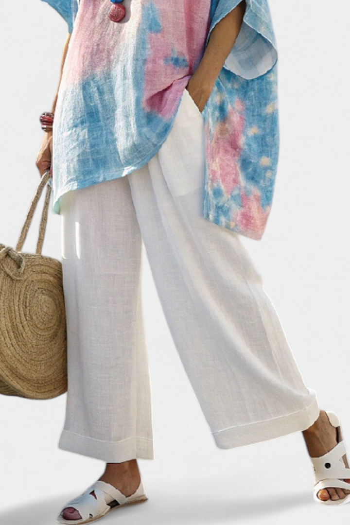 Sara - Conjunto floral de lino