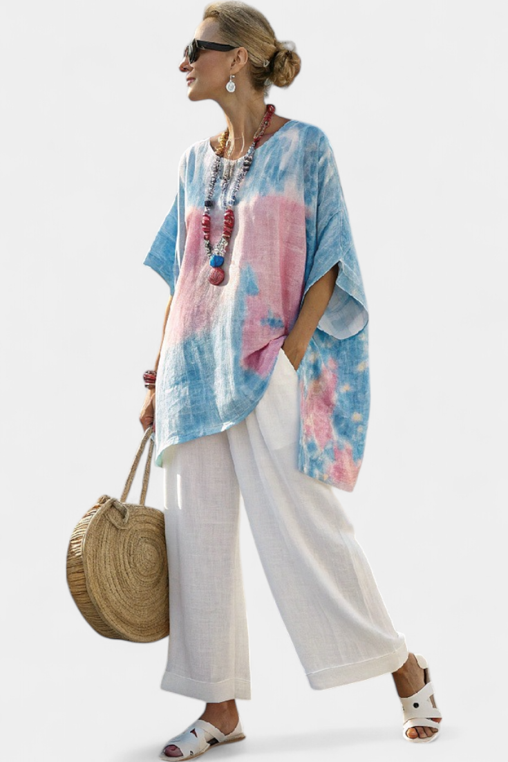 Sara - Conjunto floral de lino