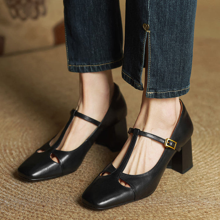 Rosa - Tacones elegante de cuero