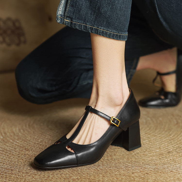 Rosa - Tacones elegante de cuero