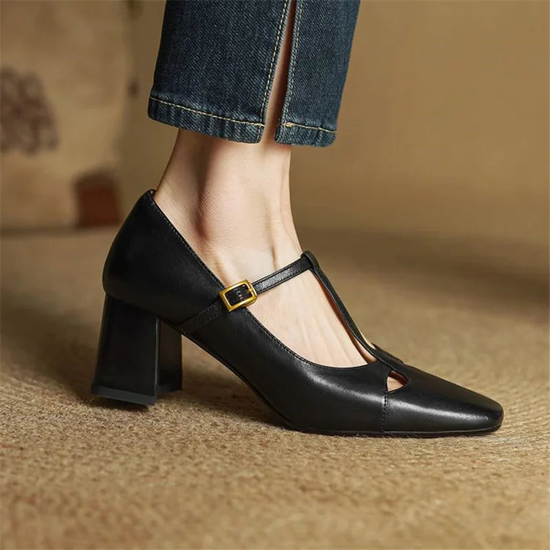 Rosa - Tacones elegante de cuero