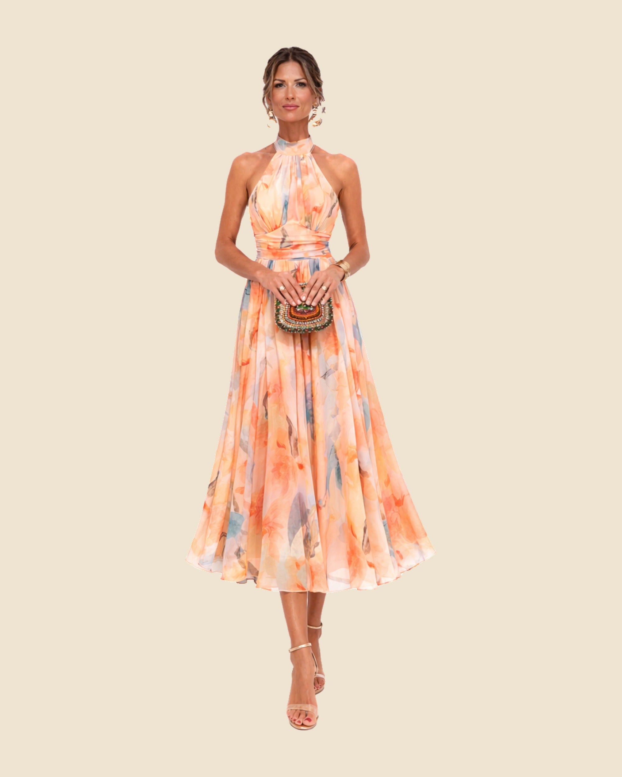 Aurora - Vestido halter acuarela