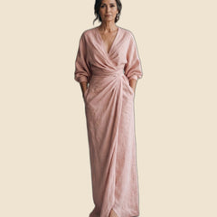 Beatriz - Vestido largo de lino, rosa