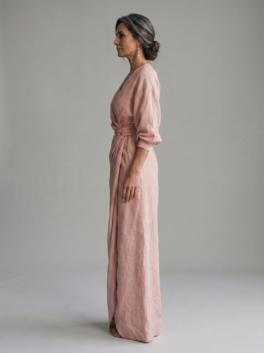 Beatriz - Vestido largo de lino, vista lateral