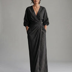 Beatriz - Vestido largo de lino, negro