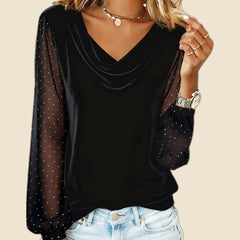 Francisca - Blusa elegante cuello drapeado