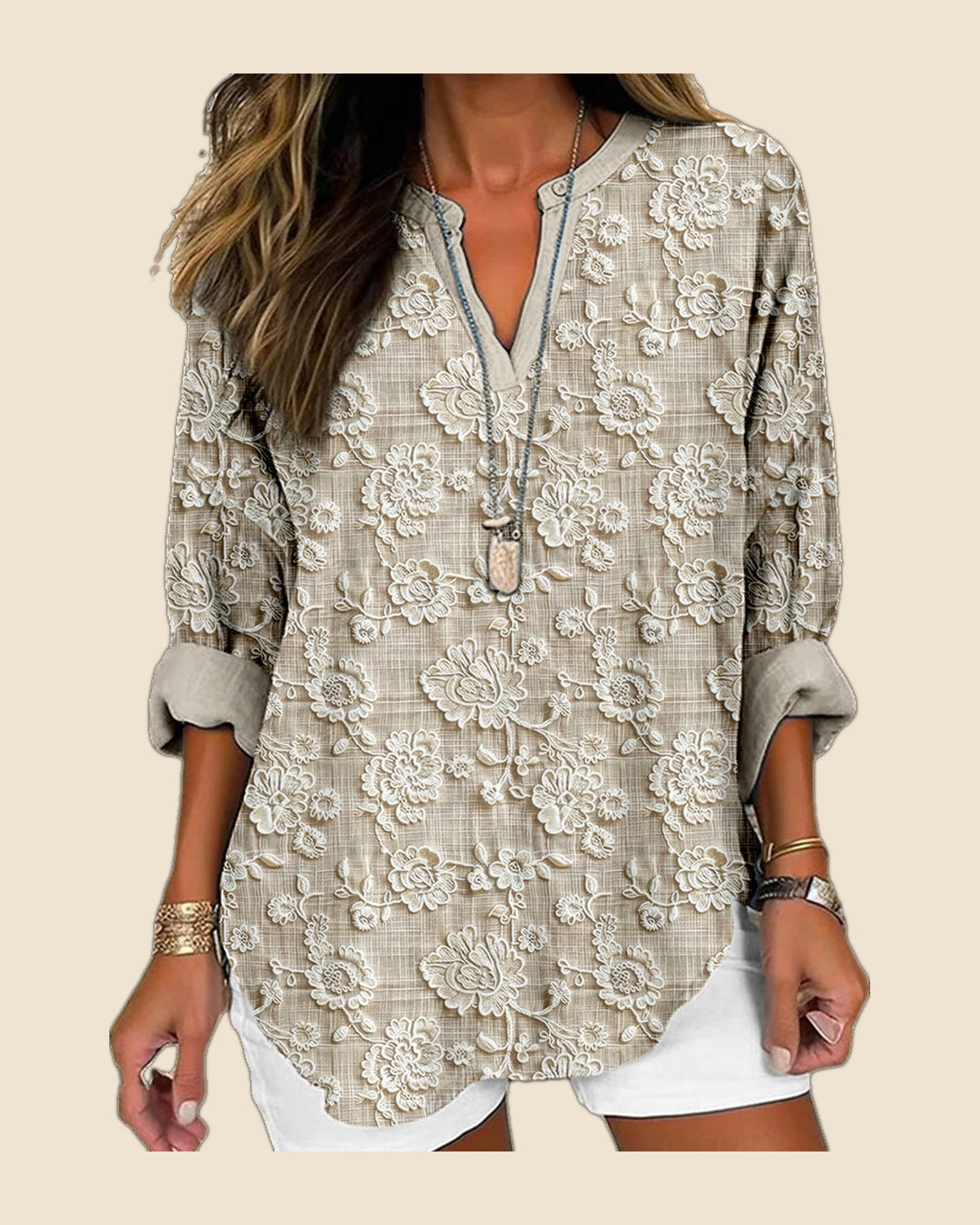 Rosa - Blusa suelto manga larga