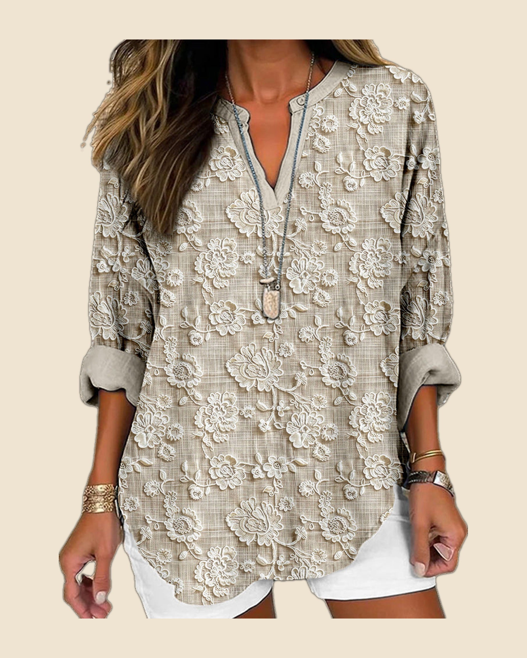 Rosa - Blusa suelto manga larga