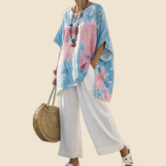 Sara - Conjunto floral de lino
