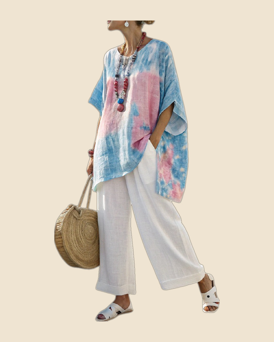 Sara - Conjunto floral de lino