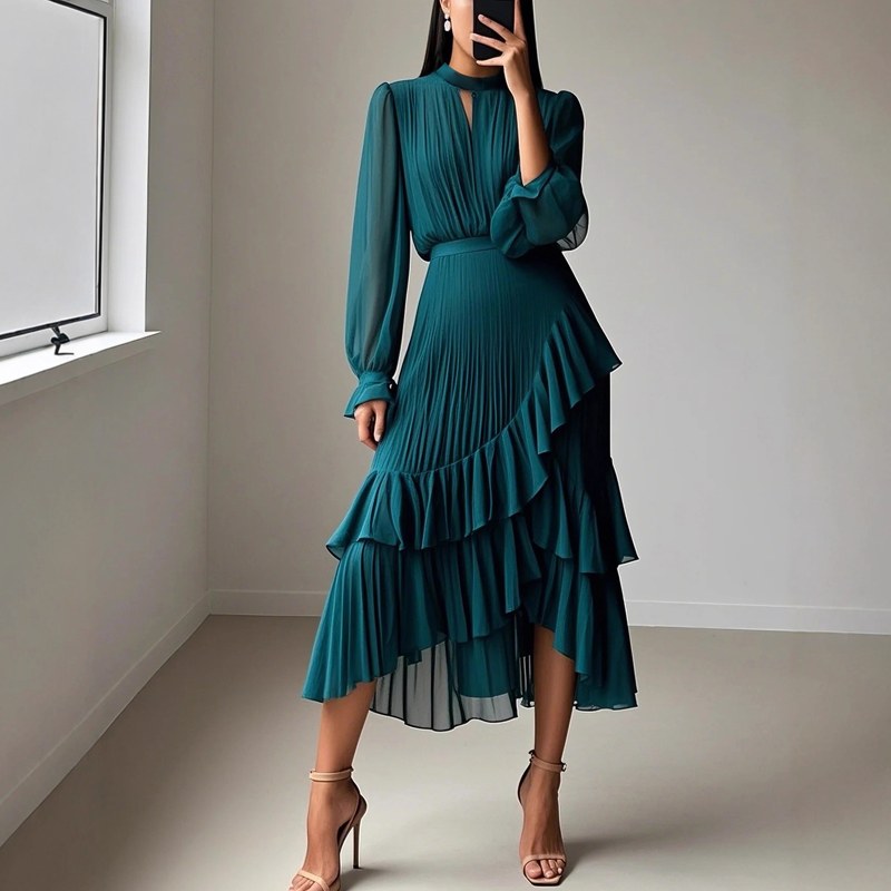 Cristina - Vestido midi plisado